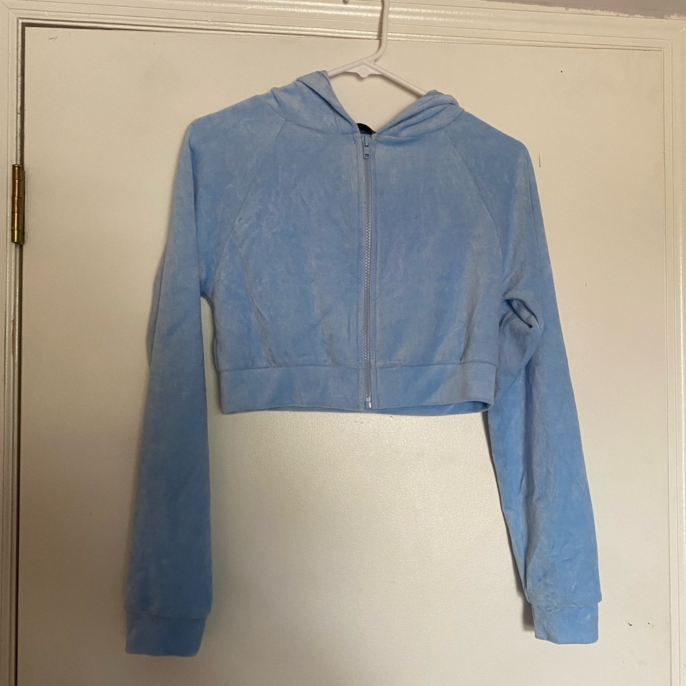 Blue Cropped Hoodie NWOT Soft Feminine Dainty Y2K Size Small